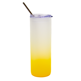 Yellow Gradient Frosted Skinny Glass Tumbler - 25oz