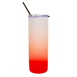 Red Gradient Frosted Skinny Glass Tumbler - 25oz